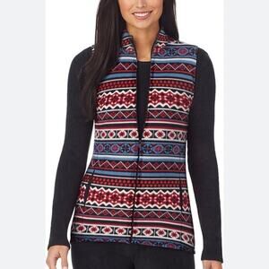 Cuddl Duds Fleece wear with Stretch Full Zip Vest Indian Navajo pattern  SZ SM